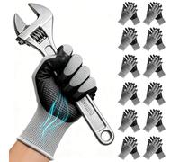 ANDANDA 6 Pairs Safety Work Gloves, Nitrile Coated, Suitable for Gardening, General Duty Work like Logistics/Assembly/Utilities & Public Works, Black/Large