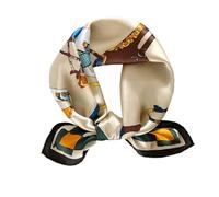 ANDANTINO 100% Mulberry Silk Scarf -21” Lightweight Square Neckerchief - Breathable Digital Printed Scarves with Gift Packed, Horse-tawny, Small
