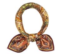 ANDANTINO 100% Mulberry Silk Scarf -21” Lightweight Square Neckerchief - Breathable Digital Printed Scarves with Gift Packed, Dark Brown, S