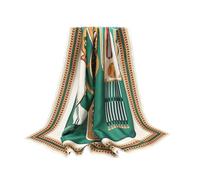 ANDANTINO 100% Pure Mulberry Silk Scarf 35" Large Square Lightweight Headscarf -Women’s Hair Wraps-With Gift Packed, Green&beige, Large