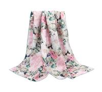 ANDANTINO 100% Pure Mulberry Silk Scarf 35" Large Square Lightweight Headscarf -Women’s Hair Wraps-With Gift Packed, Pink&green-twill, Large