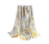 ANDANTINO 100% Pure Mulberry Silk Scarf 35" Large Square Lightweight Headscarf -Women’s Hair Wraps-With Gift Packed, Forest-creamy White, Large