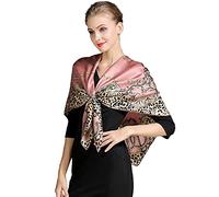 ANDANTINO 100% Pure Mulberry Silk Scarf 43" Large Square Lightweight Headscarf& Shawl-Women Hair Wraps-With Gift Packed (Leopard Print-Pink)