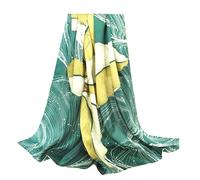 ANDANTINO 100% Pure Mulberry Silk Scarf 43" Large Square Lightweight Headscarf& Shawl-Women Hair Wraps-With Gift Packed, Green-flower, Large