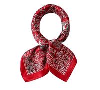 ANDANTINO 100% Pure Mulberry Silk Small Square Scarves -21'' x 21''- Digital Printed Neckerchief -Women Men Lightweight Scarf, Red&white, S