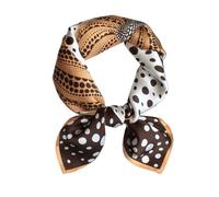 ANDANTINO 100% Pure Mulberry Silk Small Square Scarves -21'' x 21''- Digital Printed Neckerchief -Women Men Lightweight Scarf, Pumpkin&polka Dots, Small