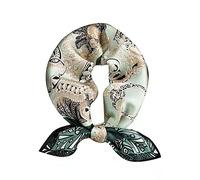ANDANTINO 100% Pure Mulberry Silk Square Scarf for Hair-27'' Women Men Natural Silk Neckerchief Digital Printed Headscarf, Green-chains&leaves, Medium