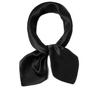 ANDANTINO 100% Pure Mulberry Silk Square Scarf for Hair-27'' Women Men Natural Silk Neckerchief Digital Printed Headscarf, Black-solid Color, Medium