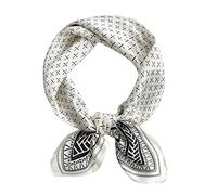 ANDANTINO 100% Pure Mulberry Silk Square Scarf for Hair-27'' Women Men Natural Silk Neckerchief Digital Printed Headscarf, Oyster White, Medium