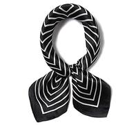 ANDANTINO 100% Pure Mulberry Silk Square Scarf for Hair-27'' Women Men Natural Silk Neckerchief Digital Printed Headscarf, Black White, Medium