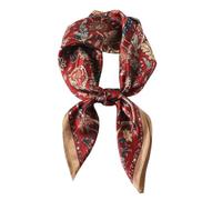 ANDANTINO 100% Pure Mulberry Silk Square Scarf for Hair-27'' Women Men Natural Silk Neckerchief Digital Printed Headscarf, Garnet, Medium