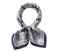 ANDANTINO 100% Real Mulberry Silk Scarf -21'' x 21''- Lightweight Neckerchief -Women Men Small Square Digital Printed Scarves, Blue Paisley, Medium