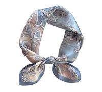 ANDANTINO 100% Real Mulberry Silk Scarf -21'' x 21''- Lightweight Neckerchief -Women Men Small Square Digital Printed Scarves, Paisley-pale Blue, Small