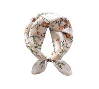 ANDANTINO 100% Real Mulberry Silk Scarf -21'' x 21''- Lightweight Neckerchief -Women Men Small Square Digital Printed Scarves, Flowers-white, S