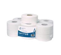 Andarta - 2Ply Mini Jumbo White Toilet Rolls with 76mm Core - Pack of 12 High Capacity Toilet Roll - 150m Per Roll - Made from Recycled Materials - Suitable for All Jumbo Dispenser
