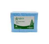 andarta - Blue MicroWipe - Disposable Microfibre Cloths - Pack of 100 (40 x 30cm) - Versatile Cleaning Cloths for Kitchens, Bathrooms and Commercial Use - Lightweight, Durable & Highly Absorbent