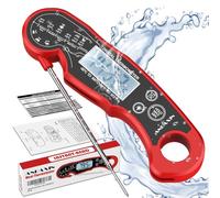 ANDAXIN Digital Meat Thermometer for BBQ and Cooking Waterproof Ultra Fast Food Thermometer with Backlight and Calibration, Deep Frying Grill, Red/Black