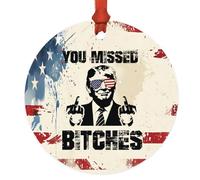 Andaz Press 3.5" Metal Trump Ornament 2024, Donald Trump Christmas Ornaments 2024, You Missed es Trump Fight Christmas Ornament for Christmas Tree, Funny Trump Christmas Ornament with Ribbon