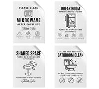 Andaz Press 4 Pack 4x5 Bathroom and Kitchen Rules Sign Break Room Essentials, Please Clean Up After Yourself Sign Breakroom Decor For Refrigerator, Microwave, Office Kitchen, Keep Bathroom Clean Sign
