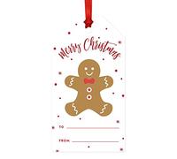 Andaz Press Christmas Classic Gift Tags, Red and White Gingerbread Man, Merry Christmas, to from, 20-Pack