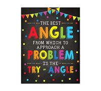 Andaz Press Classroom Math Teacher Wall Art Poster Signs, 8.5”x11”, The Best Angle From Which to Approach A Problem is the Try-Angle, 1-Pack, Unframed, Motivational Math Wall Art Math Teacher Posters