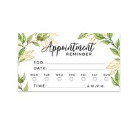 Andaz Press Greenery Appointment Business Cards for Hair Salon, Client Reminder, Office, Massage, Grooming, Dental, Medical Doctor, Therapist, Hair Stylist, Nail Salon, Bulk 100 Cards, 2 x 3.5-Inch