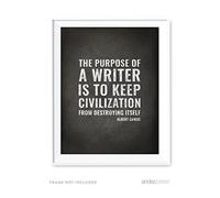 Andaz Press Library Wall Art, The Purpose of a Writer is to Keep Civilization from Destroying Itself, Albert Camus, 8.5x11-inch Christmas Birthday Gift Idea Print Poster, 1-Pack, UNFRAMED