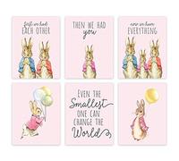 Andaz Press Peter Rabbit Theme Nursery Kids Bedroom Unframed Hanging Wall Art Poster Room Decor, 8.5x11-inch, Pink, First We Had Each Other Then You Now Everything, 6-Pack, No Frames