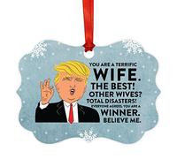 Andaz Press President Donald Trump Fancy Frame Keepsake Christmas Ornament Gag Gift, Wife, 1-Pack, Funny Novelty Metal Holiday Birthday Present Ideas Republican Political Satire