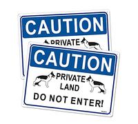 Andchi 2 Pack Caution Private Land Warning Signs Do not Enter Aluminium Metal Sign Rustproof for Farm, Backyard 7 x 10 inches