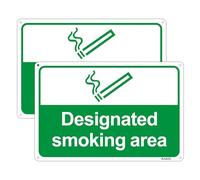 Andchi 2-pack Designated Smoking Area Sign Metal Here You Cam Smoke Sign Aluminium Outdoor Signage, Size 20x30cm(Green)