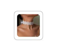 Andelaisi Boho Black Flower Lace Necklace Vintage Hollow Choker Chunky Satin Gothic Short Collar Jewelry for Women, Zinc, No Gemstone