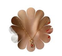 Andelaisi Boho Crystal Heart Choker Necklace Vintage Number Eight Shape Pendant Necklace Red CZ Heart Chain Necklace Adjustable Ruby Heart Necklace Jewelry for Women