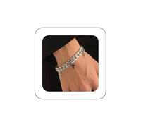 Andelaisi Boho Cuban Chain Hand Bracelet Vintage Cross Slave Chain Hand Bracelet Silver Chunky Hand Harness Chain Bracelet Religious Cross Link Chain Bracelet Jewelry for Women