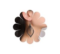 Andelaisi Boho Exaggerate Leaf Dangle earrings Vintage Hollow Leaf Earrings Black Tribe Leaf Drop Earrings Large Braid Leaf Hook Earrings Jewelry for Women