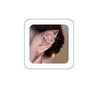 Andelaisi Boho Fair Elf Cuff Wrap Earrings Silver Crystal Elf Ear Clip Earrings Vintage Rhinestone Elven Earrings Sparkly Cz Elf Cartilage Wrap Earrings for Women(Left)