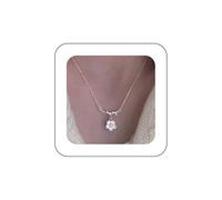 Andelaisi Boho Flower Pendant Necklace Vintage Cherry Blossoms Choker Necklace Silver Floral Flower Necklace Adjustable Wedding Flower Chain Necklace Jewelry for Women