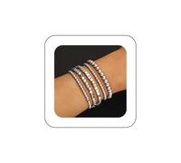 Andelaisi Boho Layered Bead Hand Bracelet Vintage Round Beaded Slave Chain Bracelet Square Circle Hand Harness Chain Bracelet Stretch Elastic Stackable Bracelet Jewelry for Women