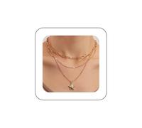 Andelaisi Boho Layered Crystal Star Necklace Vintage Star Paperclip Chain Necklace Gold Celestial Star Choker Necklace Multilayered Star Pendant Necklace Jewelry for Women