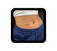 Andelaisi Boho Layered Pearl Waist Chain Vintage Number 8 Bikini Belly Chain Gold Infinity Endless Love Waist Belt Adjustable Summer Beach Body Chains Accessories Jewelry for Women