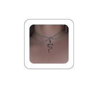 Andelaisi Boho Layered Snake Choker Necklace Retro Serpent Pendant Necklace Chain Silver Snake Drop Chain Necklace Punk Stereoscopic Snake Necklaces Jewelry for Women and Girls