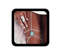 Andelaisi Boho Layered Turquoise Triangle Leg Chain Vintage Turquoise Thigh Chain Gold Geometric Leg Straps Adjustable Rave Thigh Body Chain Accessories Jewelry for Women, Adjustable, Zinc Alloy, No