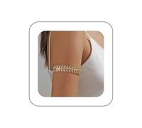 Andelaisi Boho Leaf Arm Bracelet Vintage Leaf Upper Arm Cuff Punk Swirl Leaf Band Armlets Bangle Bracelet Arm Cuff Bracelet Indian Ethnic Metal Chunky Bangle Jewelry for Women(Gold), L, Zinc, no