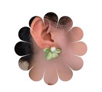 Andelaisi Boho Pearl Flower Earrings Vintage Resin Floral Flower Stud Earrings Green Flower Pearl Earrings Flower Lily Petal Earrings Jewelry for Women and Girls, Zinc, No Gemstone