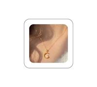 Andelaisi Boho Rabbit Moon Necklace Vintage Crescent Moon Pendant Necklace Gold Half Moon Choker Necklace Minimalist Jade Bunny Moon Necklace Chain Jewelry for Women