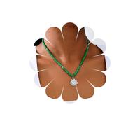 Andelaisi Boho Sun Pendant Necklace Vintage Sunburst Choker Necklace Green Rice Bead Necklace Adjustable Sun Celestial Flower Necklace Jewelry for Women