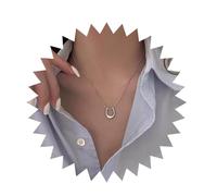 Andelaisi Boho U Shape Choker Necklace Silver Round Snake Chain Necklace Lucky Horseshoe Pendant Necklace Choker Minimalist Italian Snake Necklace Jewelry for Women