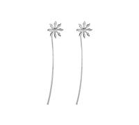 Andelaisi Flowers Threader Earrings Long Silver Flower Needle Earrings Retro Metal Daisy Stud Earrings Vintage Pierced Earrings Jewelry for Women and Girls