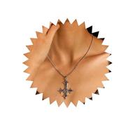 Andelaisi Punk Cross Pendant Necklace Vintage Star Cross Choker Necklace Silver Cross Chain Necklace Gothic Cross Religious Christian Necklace Jewelry for Women