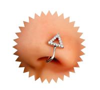 Andelaisi Punk Crystal Triangle Clip On Nose Ring Vintage Triangle Fake Nose Ring Gold Geometric Triangle Nose Ring Non Pierced Nose Ring Jewelry for Women, Stainless Steel, no gemstone